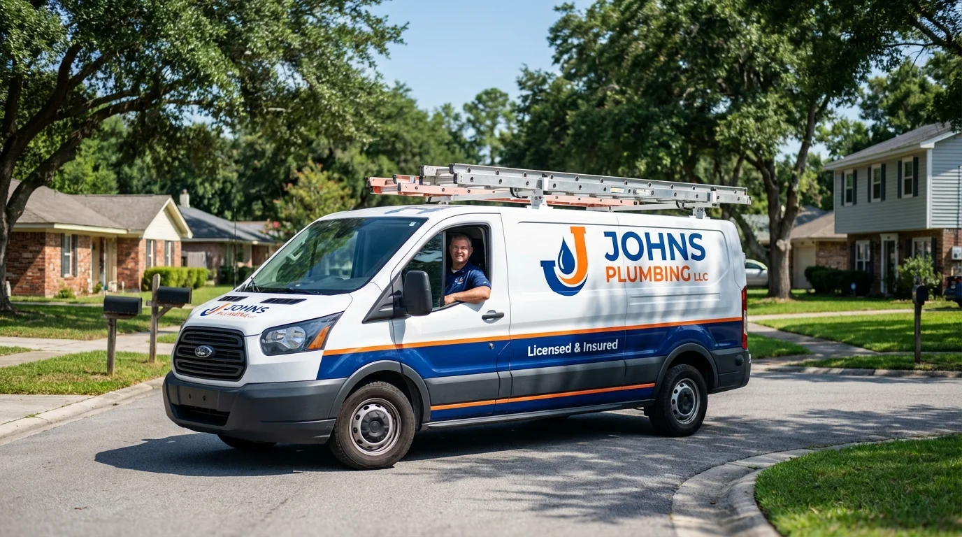 Johns Plumbing LLC service van in Minooka, IL