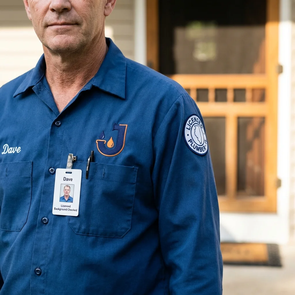 Licensed plumber showing ID badge in Minooka, IL