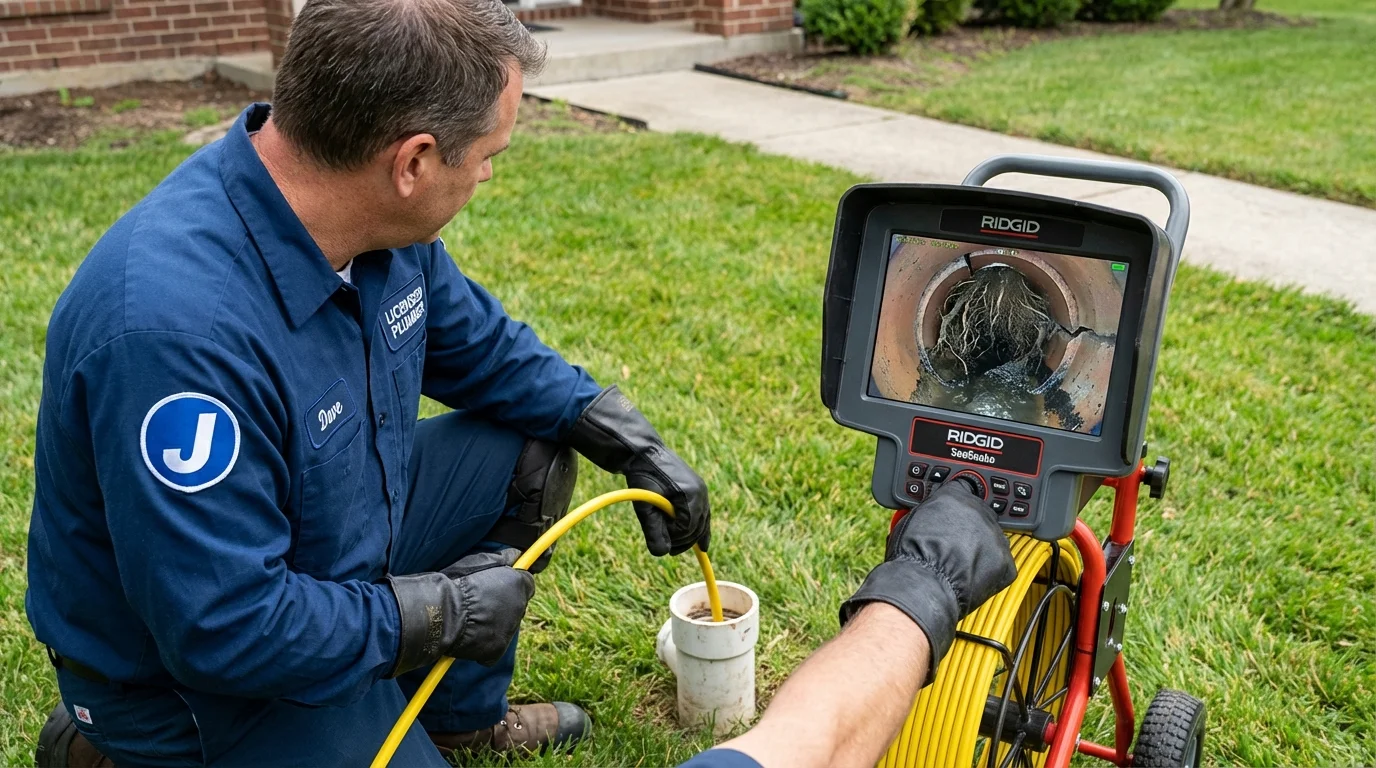 Sewer camera inspection being performed by Johns Plumbing LLC in Minooka